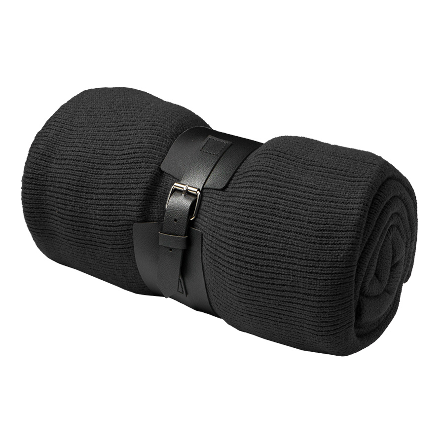 Плед  "Belt"; чёрный; 130 х 180 см; 100% акрил, с поясом
