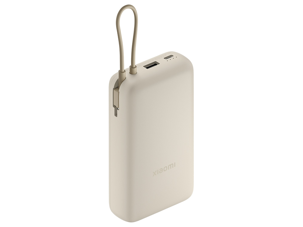 Внешний аккумулятор со встроенным кабелем Xiaomi 33W Power Bank 20000mAh (Integrated Cable) Tan GL, бежевый