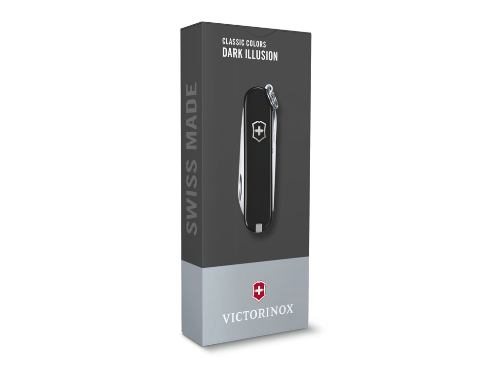 Нож-брелок VICTORINOX Classic SD Colors Dark Illusion, 58 мм, 7 функций, чёрный, черный