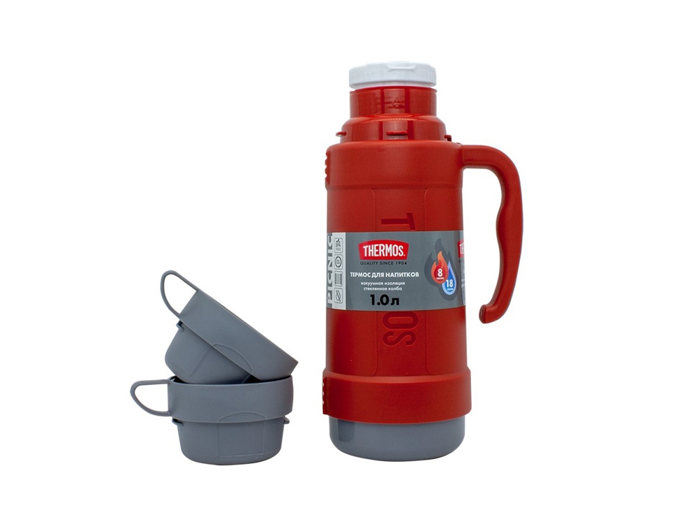 Термос со стеклянной колбой тм THERMOS PICNIC 40 Series Red 1,0L, красный