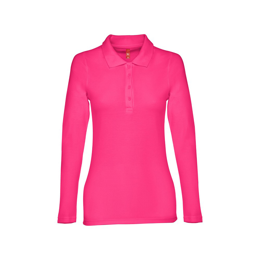 Рубашка-поло женская BERN WOMEN, длинный рукав, фуксия, 2XL, 100% хлопок, плотность 210 г/м2