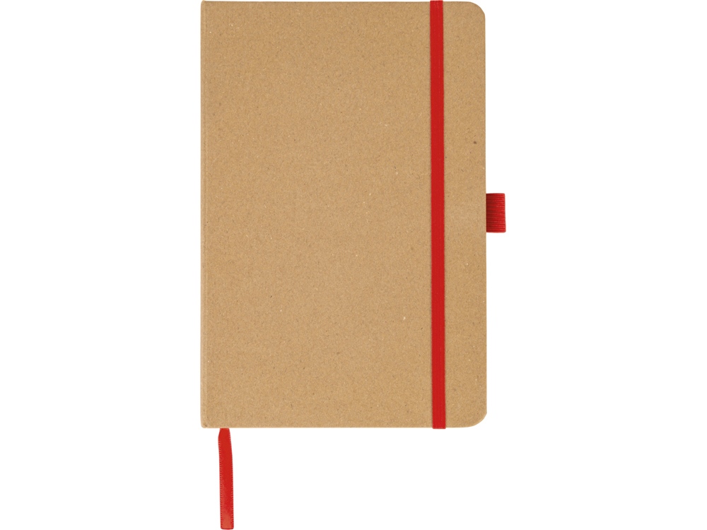 Блокнот A5 Sevilia Color, твердая обложка из крафта, 80 листов, цветной срез и форзац, натуральный/красный, натуральный, красный