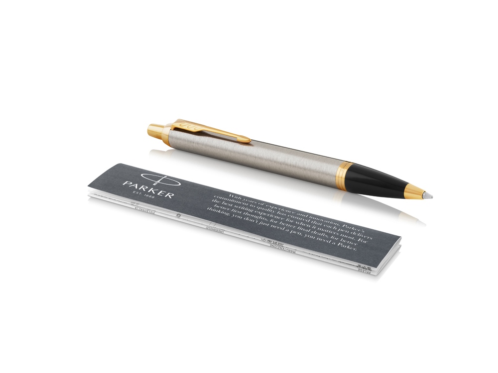 Ручка шариковая Parker IM Core Brushed Metal GT, серебристый/золотистый, серебристый, золотистый