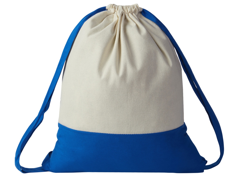 Рюкзак-мешок Cotton из хлопка 170 г, натуральный/синий, натуральный, синий