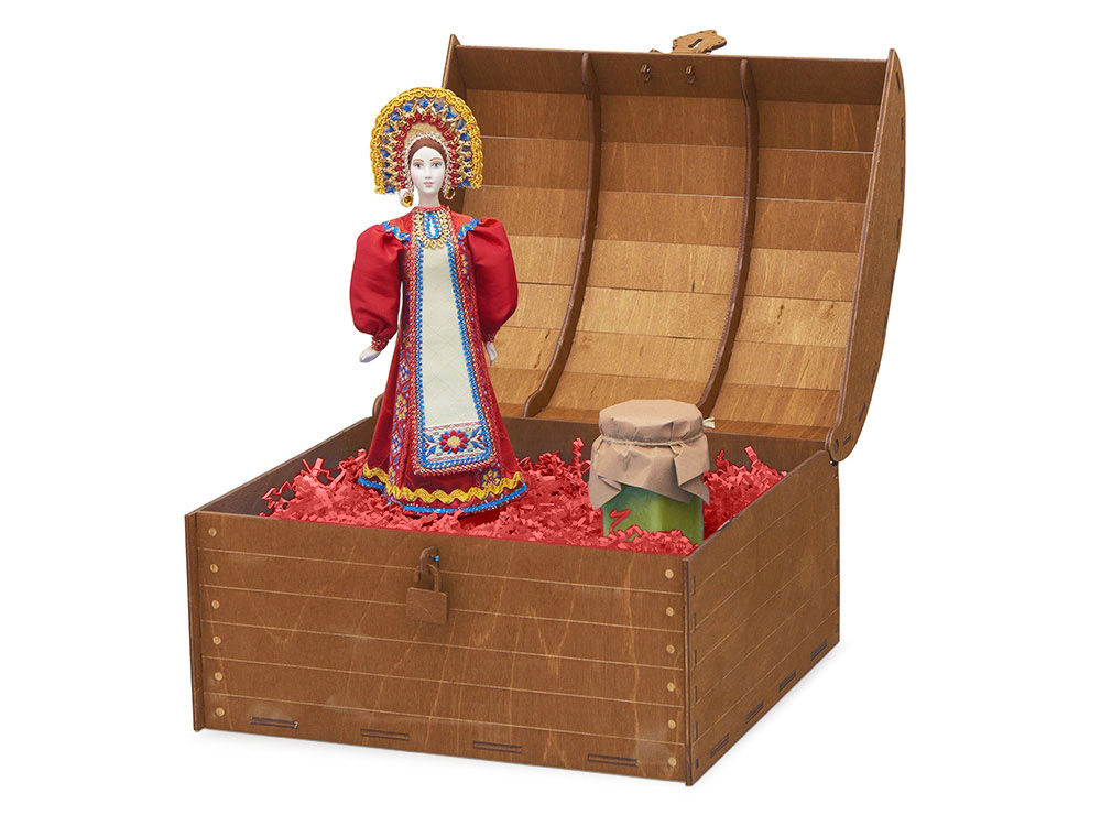 Подарочный набор: кукла фарфоровая, крем-мед, красный, красный, разноцветный